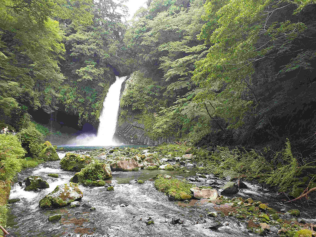 日本瀑布百選之一的淨蓮瀑布落差高度25公尺