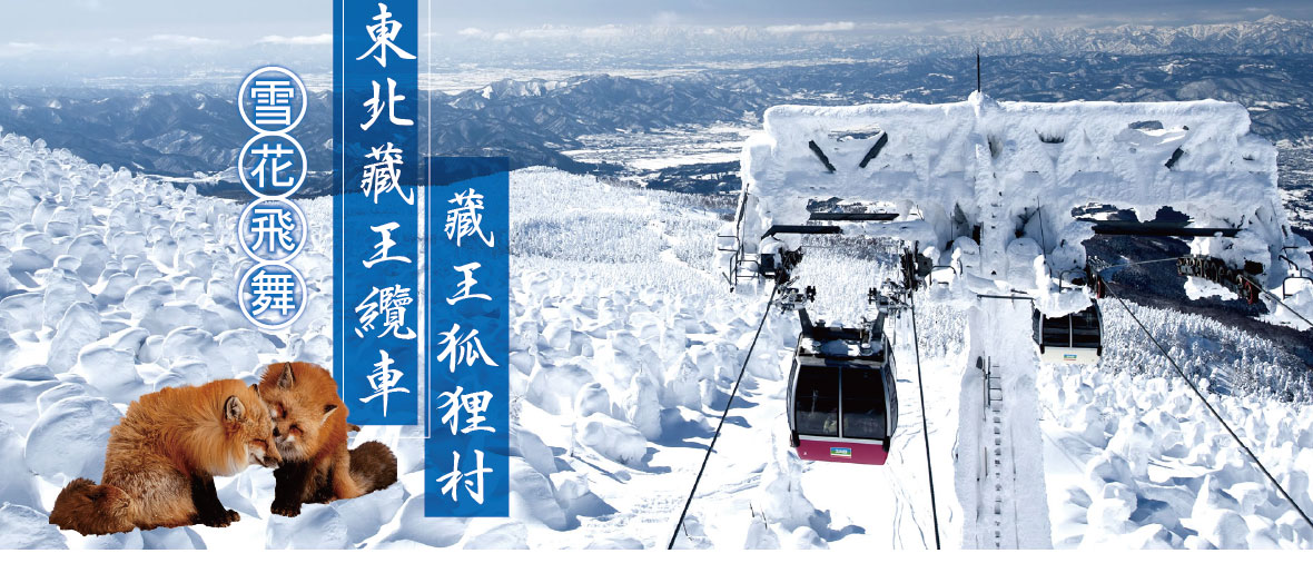 雪花飛舞~東北藏王纜車+藏王狐狸村兩晚溫泉五日(酷航)